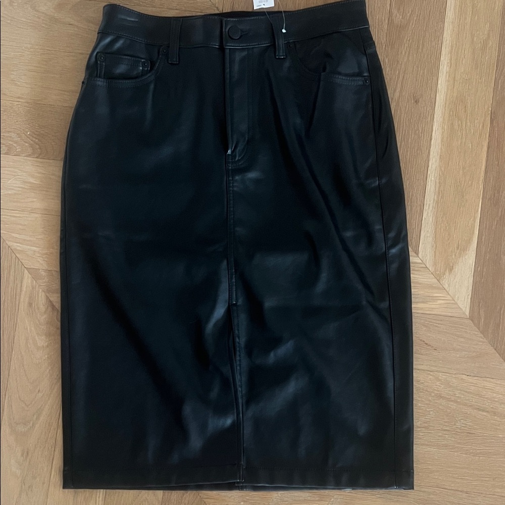 Black Faux Leather Pencil Skirt